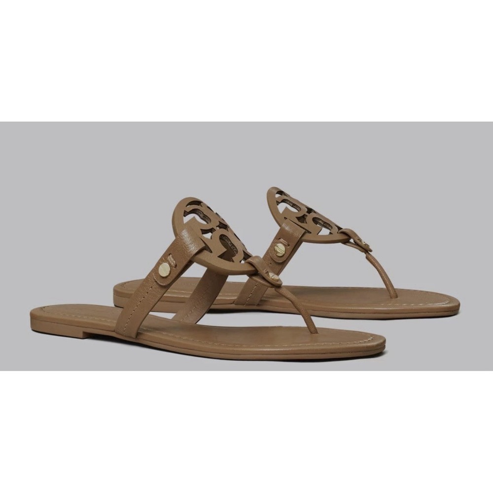 Tory Burch Miller Leather Sandal Thong Brown Size 9M Brazil 5930 H 19.53